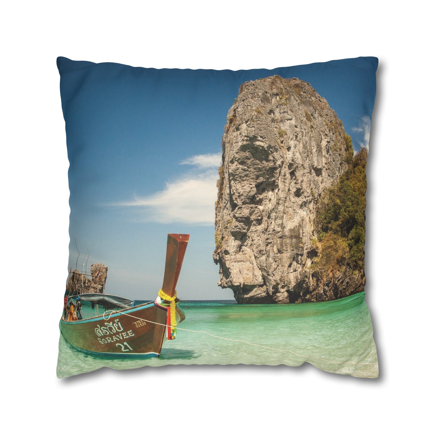 Beach Faux Suede Square Pillowcase