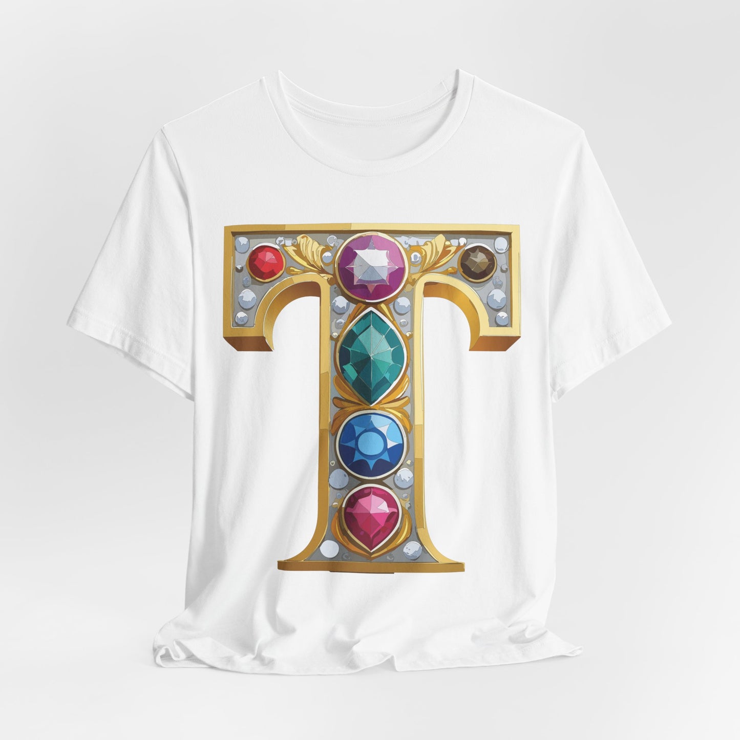 Letter Shirt, Shirt with Letters, Tee Shirt with Gold Letter, Shirt with Antique Letters