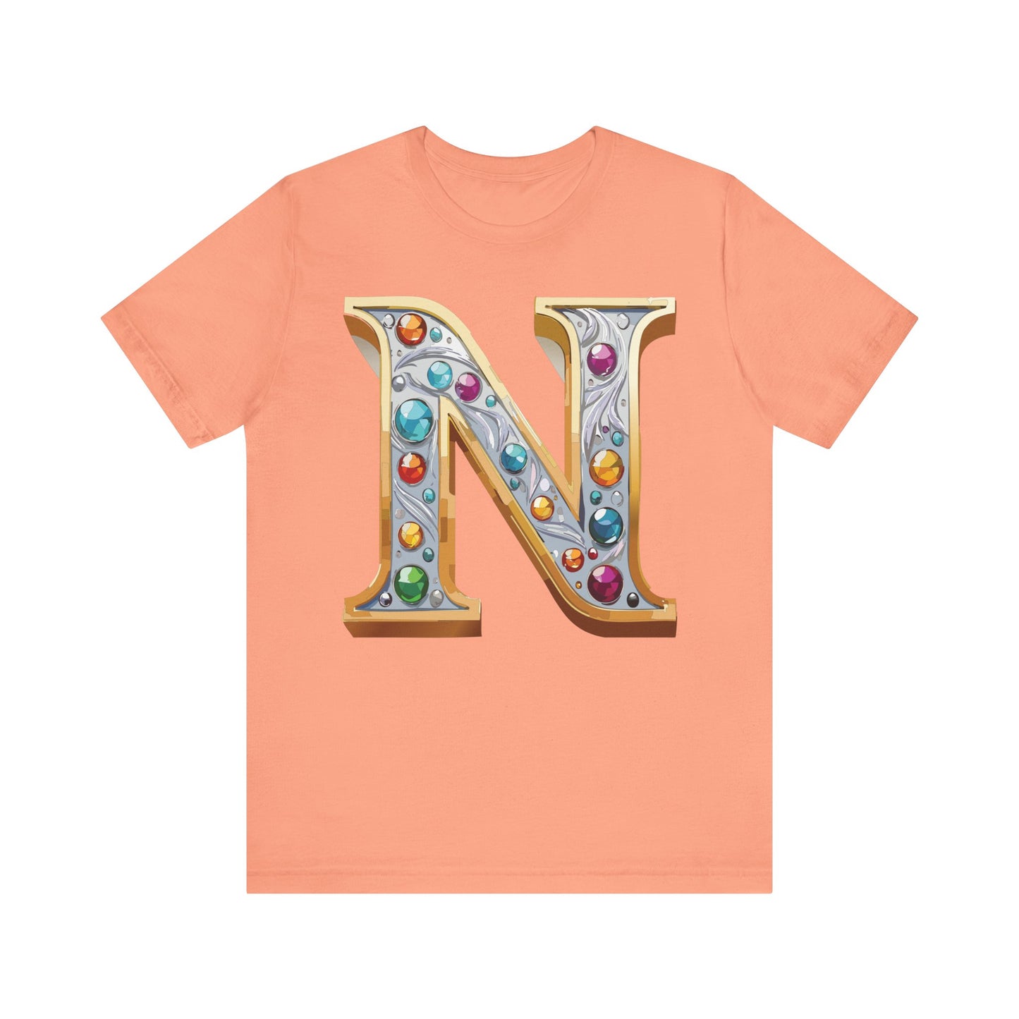 Letter Shirt, Shirt with Letters, Tee Shirt with Gold Letter, Shirt with Antique Letters