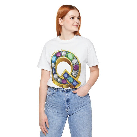 Letter Shirt, Shirt with Letters, Tee Shirt with Gold Letter, Shirt with Antique Letters