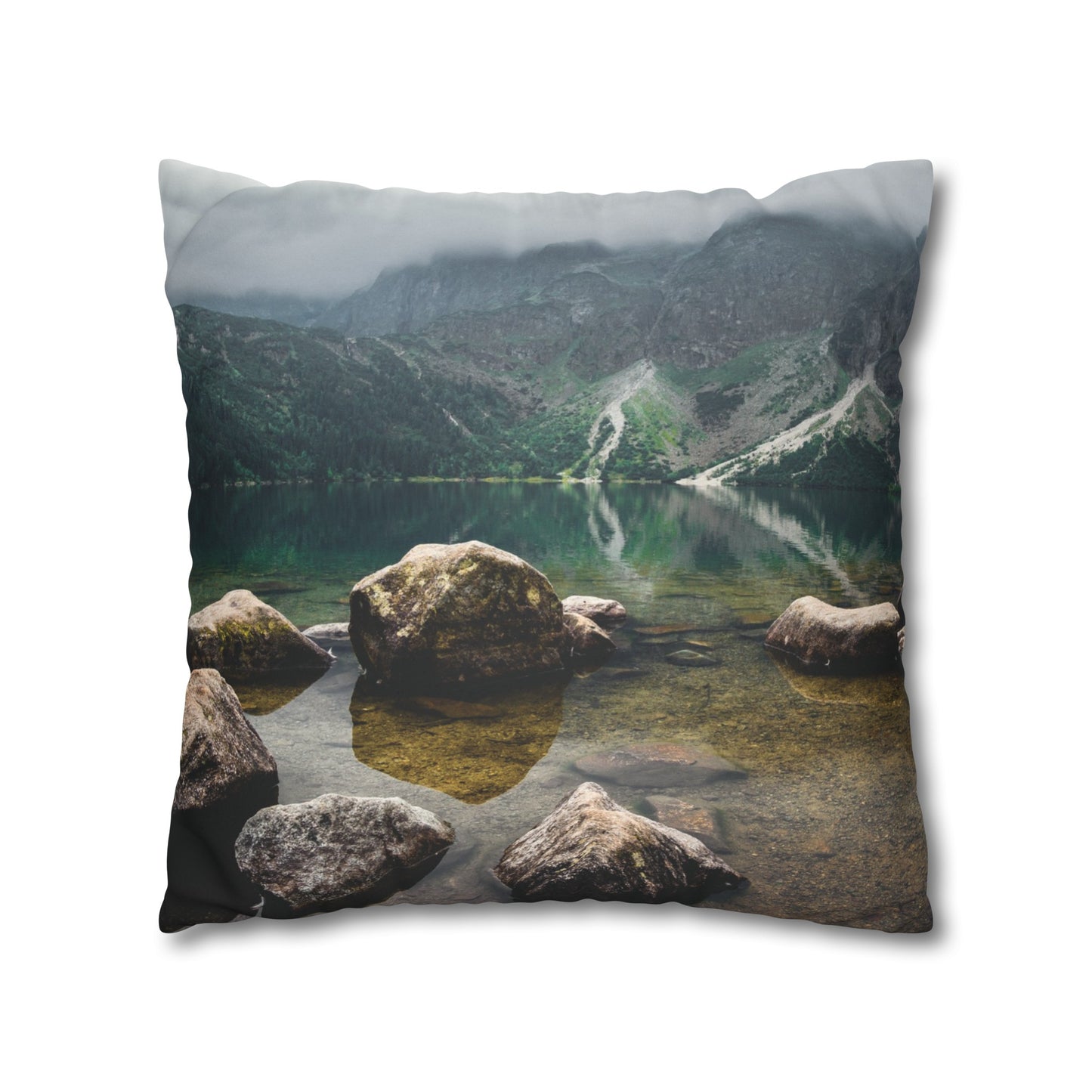 Faux Suede Square Pillowcase with Landscape