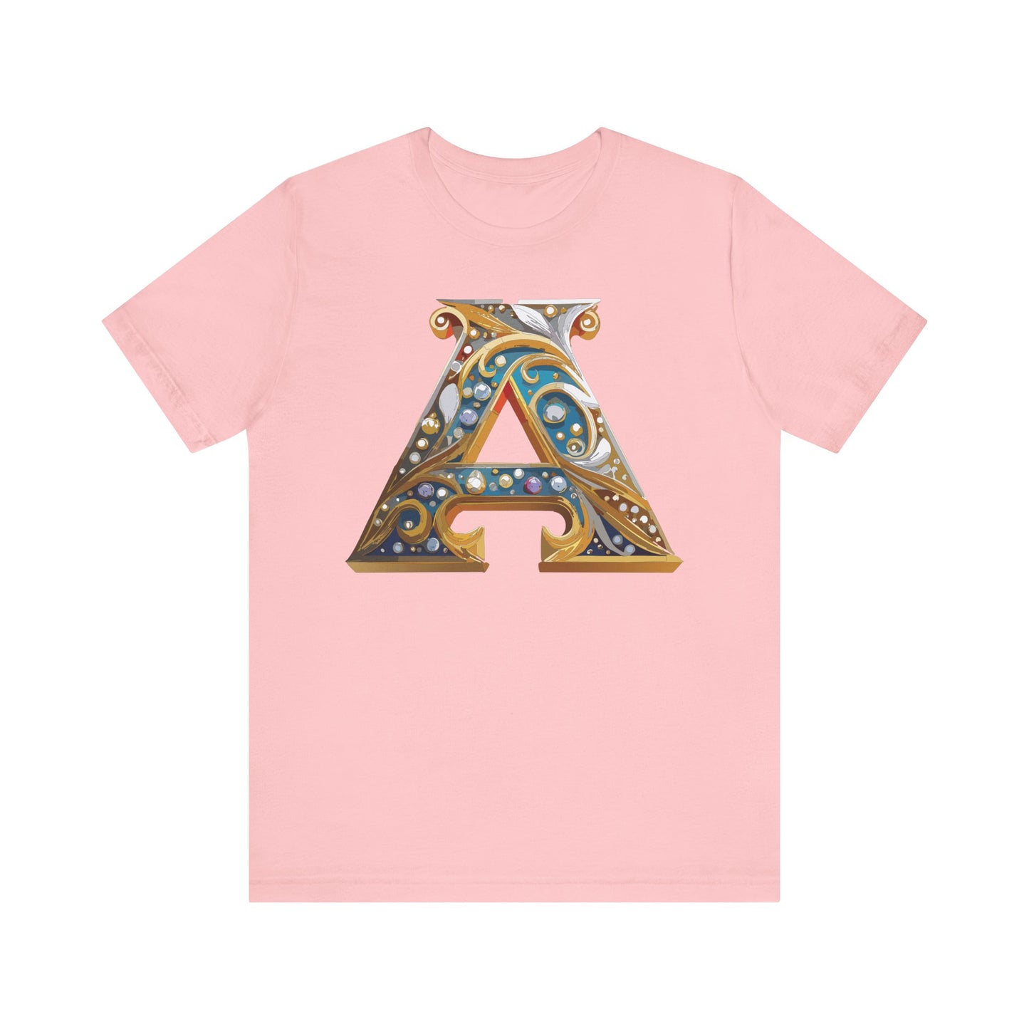 Letter Shirt, Shirt with Letters, Tee Shirt with Gold Letter, Shirt with Antique Letters