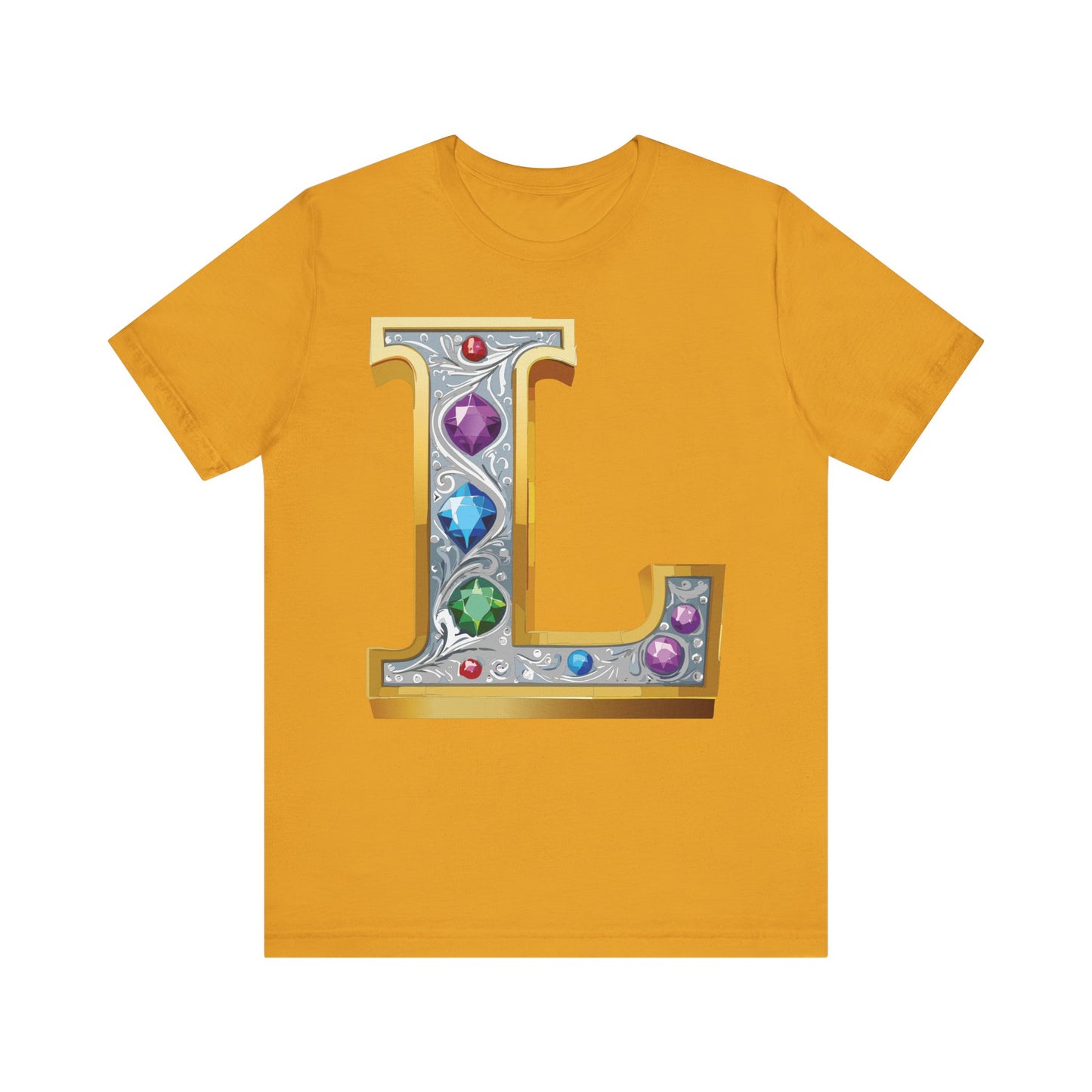 Letter Shirt, Shirt with Letters, Tee Shirt with Gold Letter, Shirt with Antique Letters