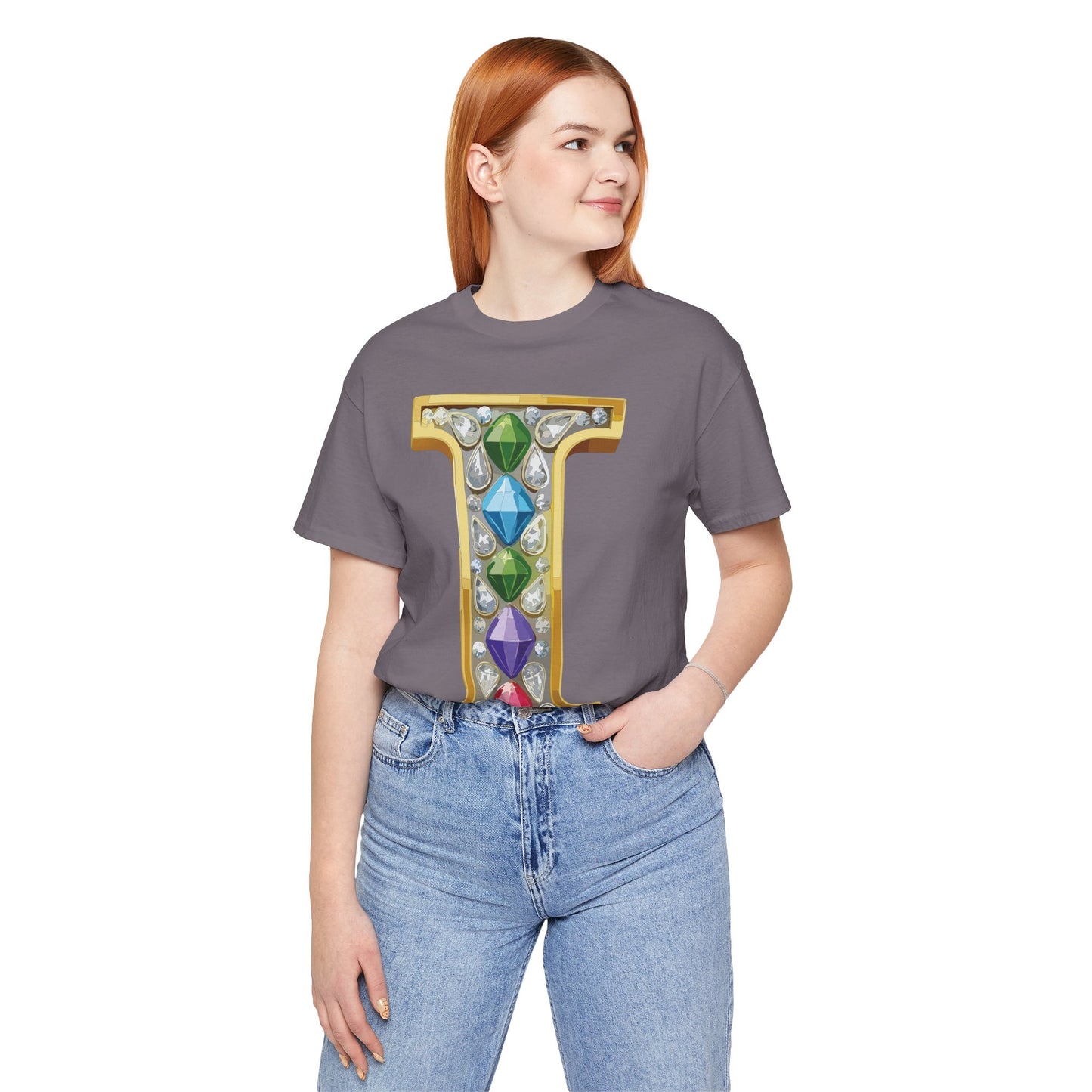 Letter Shirt, Shirt with Letters, Tee Shirt with Gold Letter, Shirt with Antique Letters
