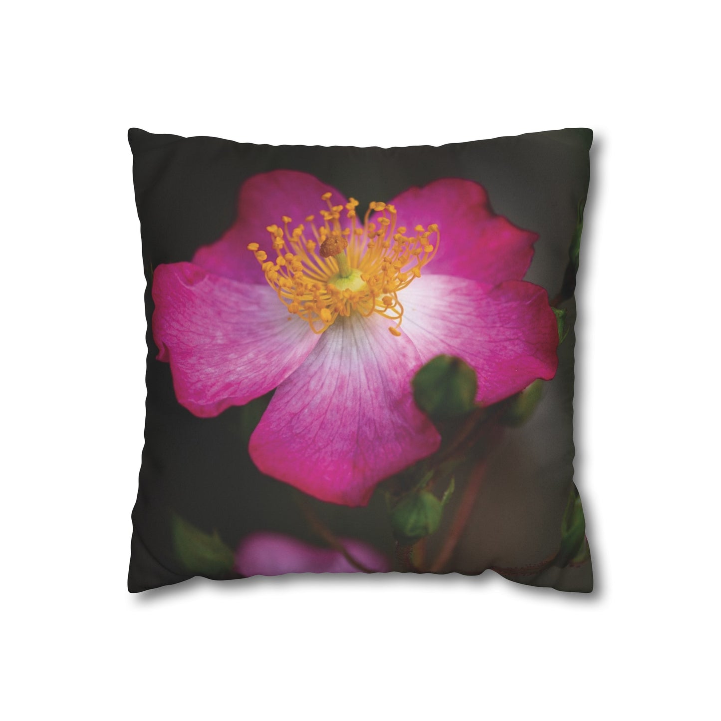 Floral Faux Suede Square Pillowcase