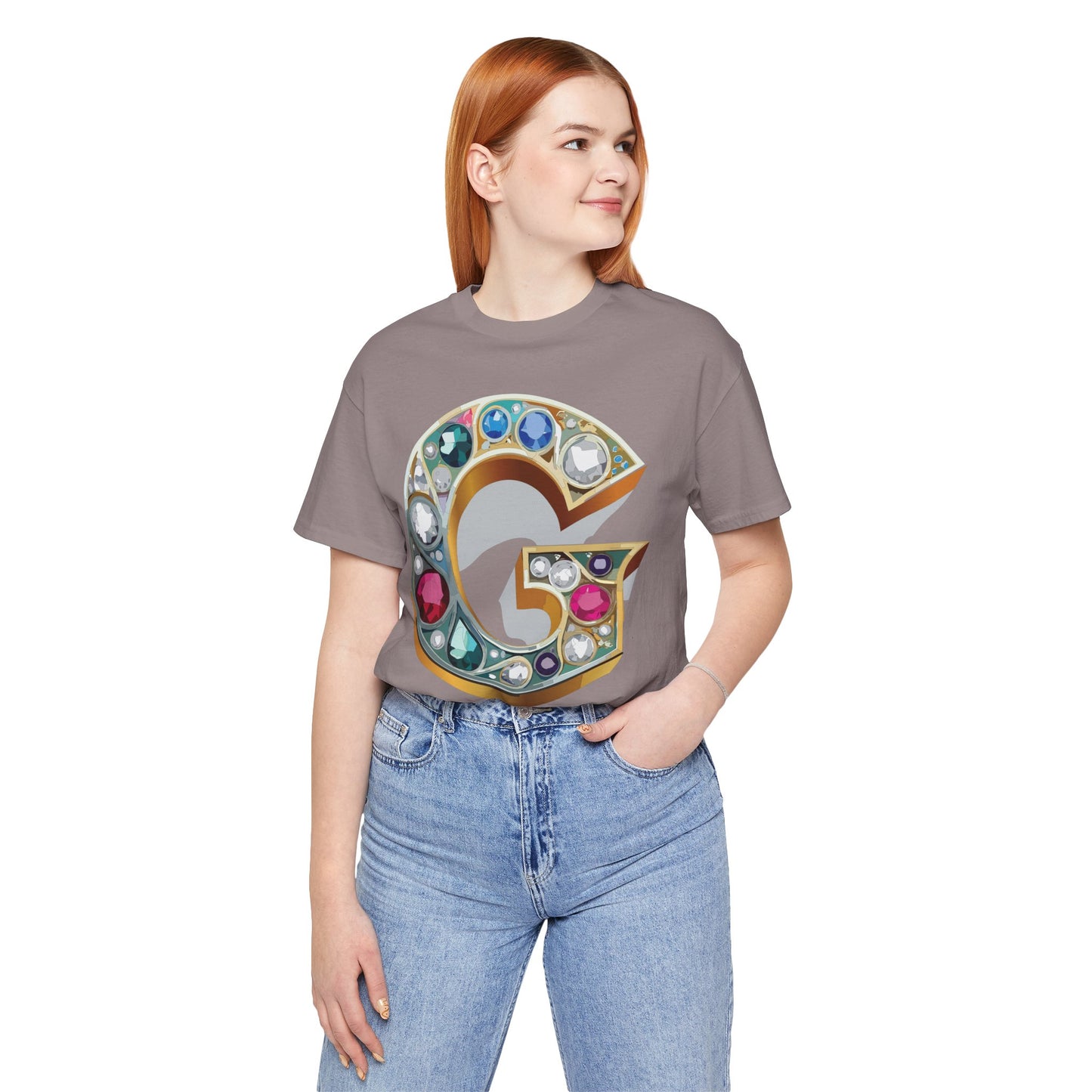 Letter Shirt, Shirt with Letters, Tee Shirt with Gold Letter, Shirt with Antique Letters