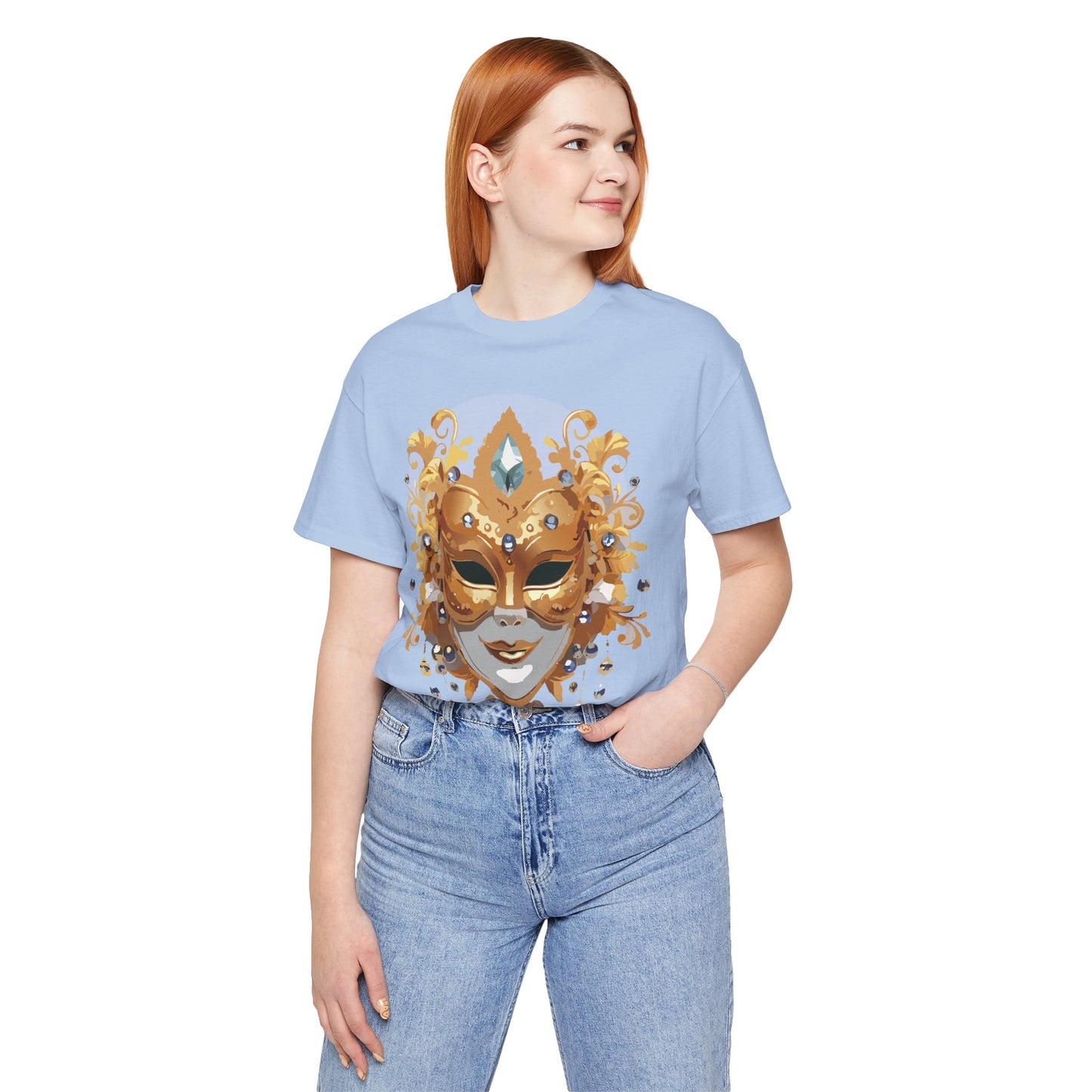 Mask Shirt, Shirt with Mask, Tee Shirt with Gold Face