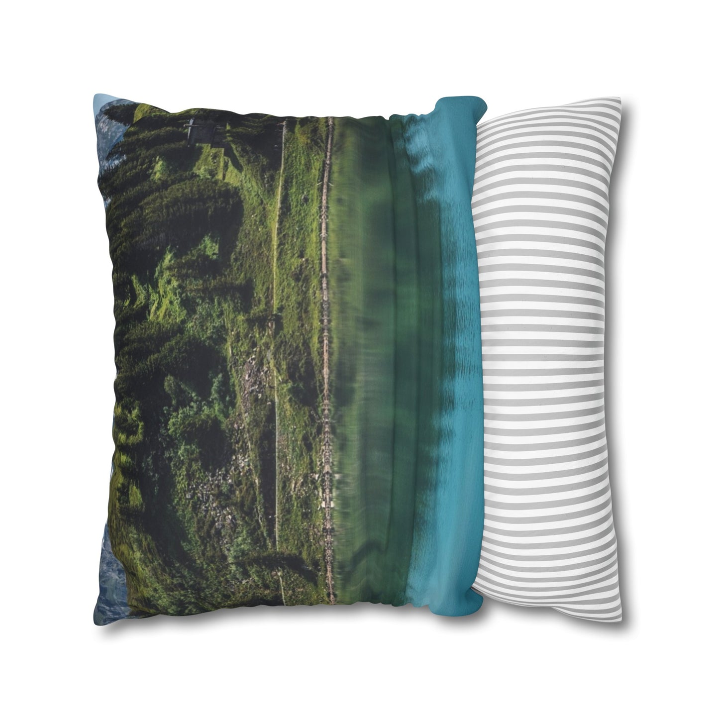 Faux Suede Square Pillowcase with Landscape