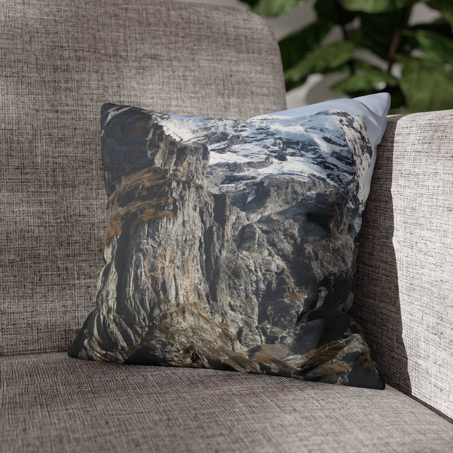 Faux Suede Square Pillowcase with Landscape