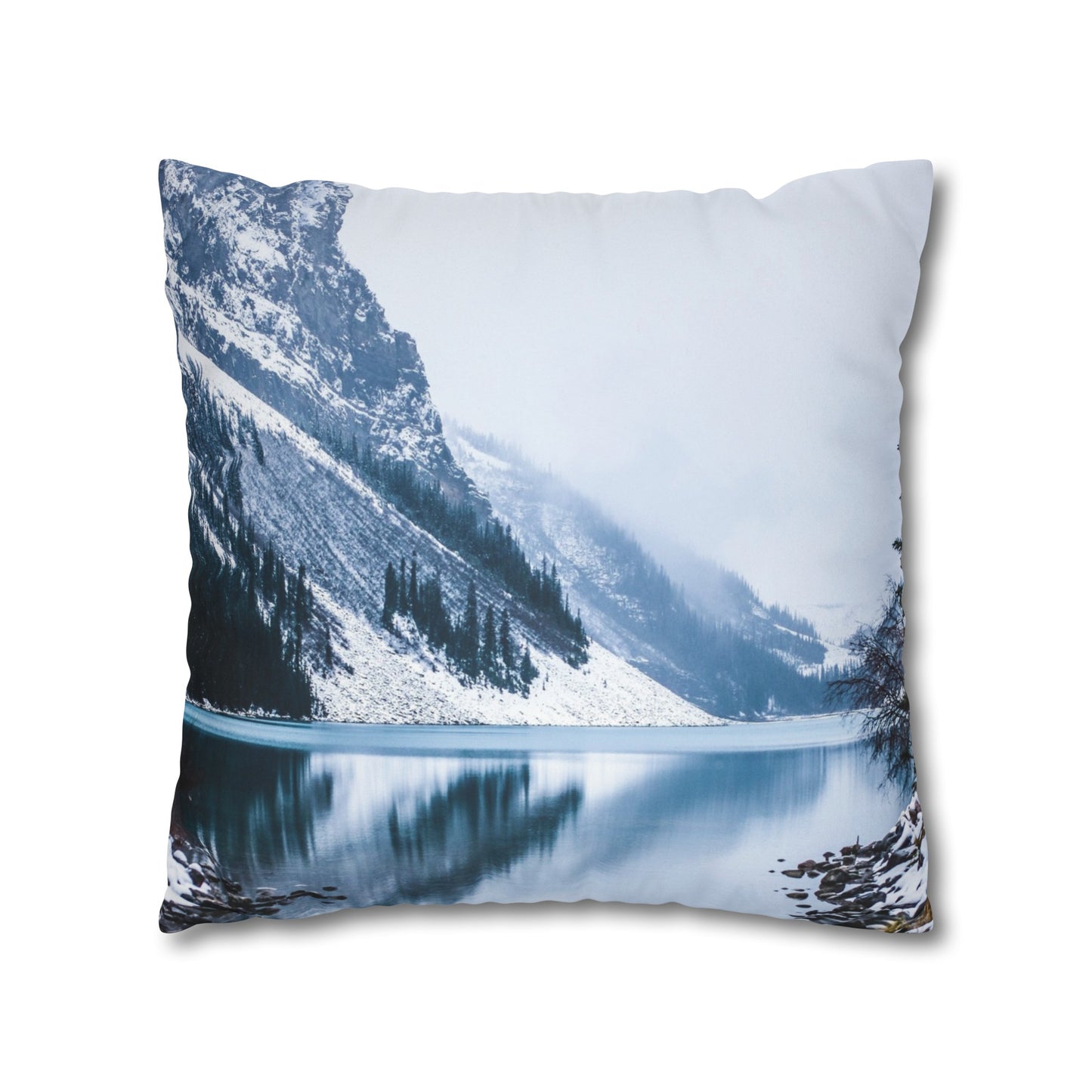 Faux Suede Square Pillowcase with Landscape