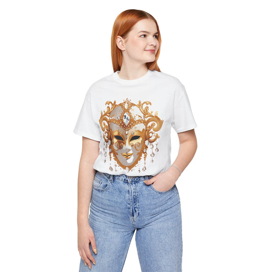 Mask Shirt, Shirt with Mask, Tee Shirt with Gold Face