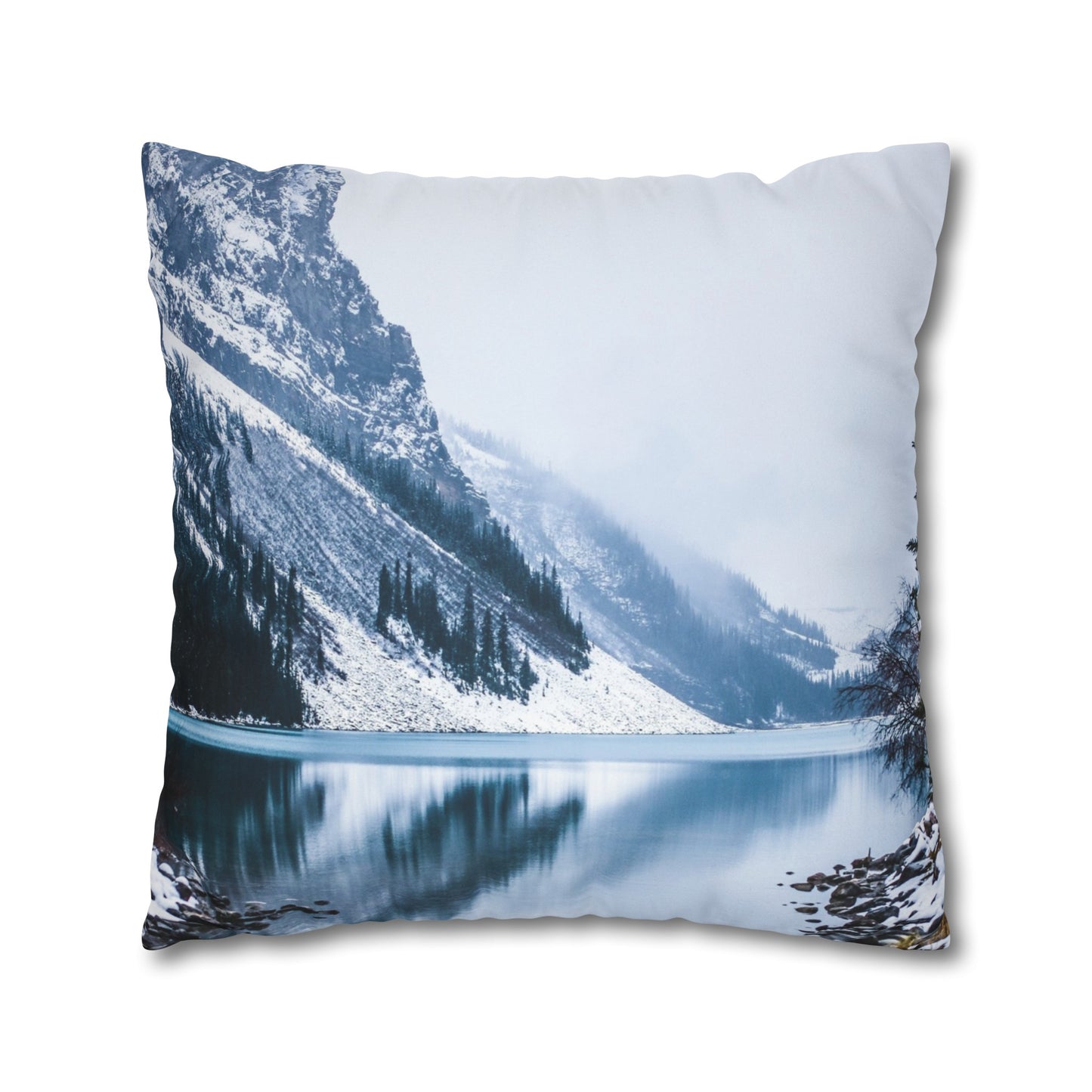 Faux Suede Square Pillowcase with Landscape