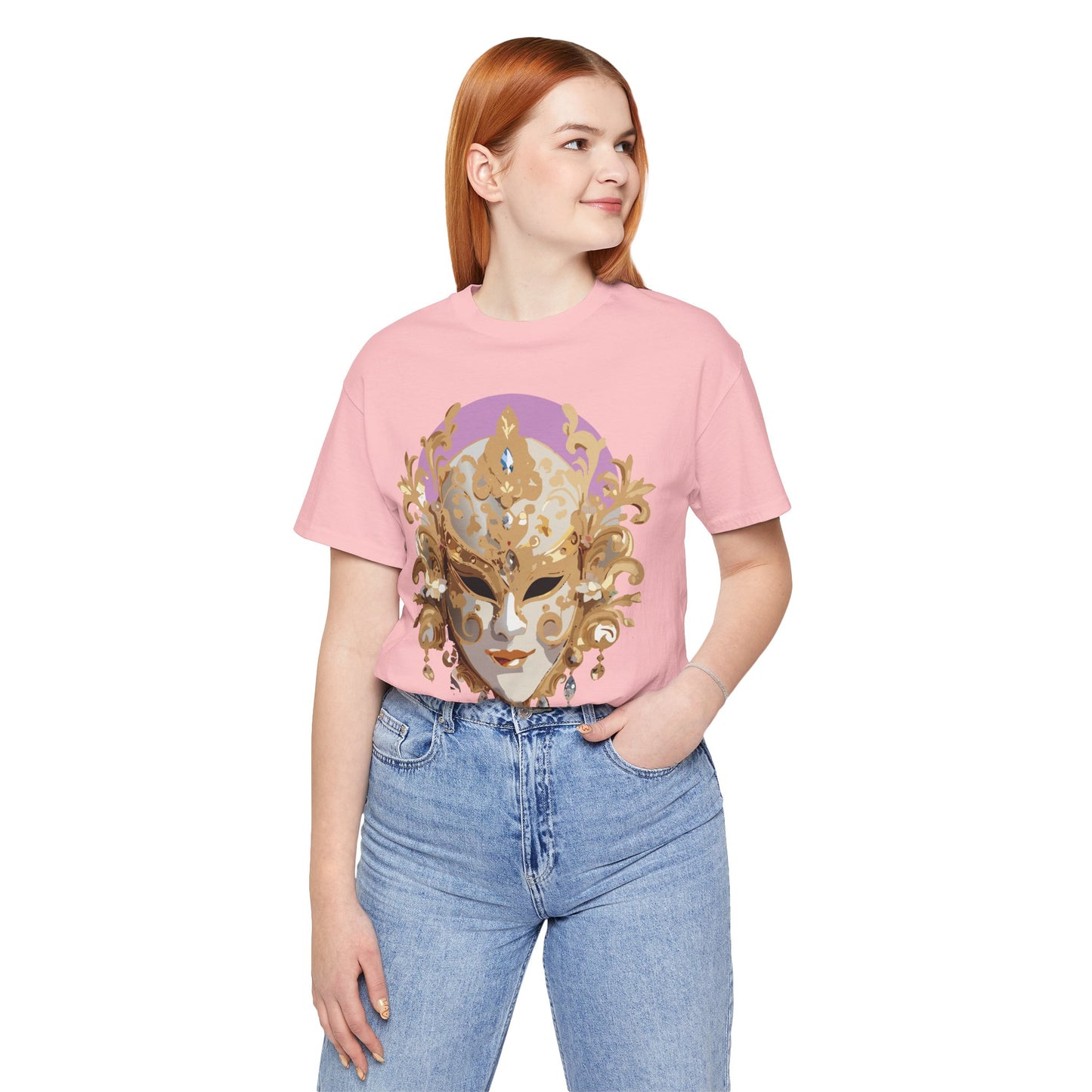 Mask Shirt, Shirt with Mask, Tee Shirt with Gold Face