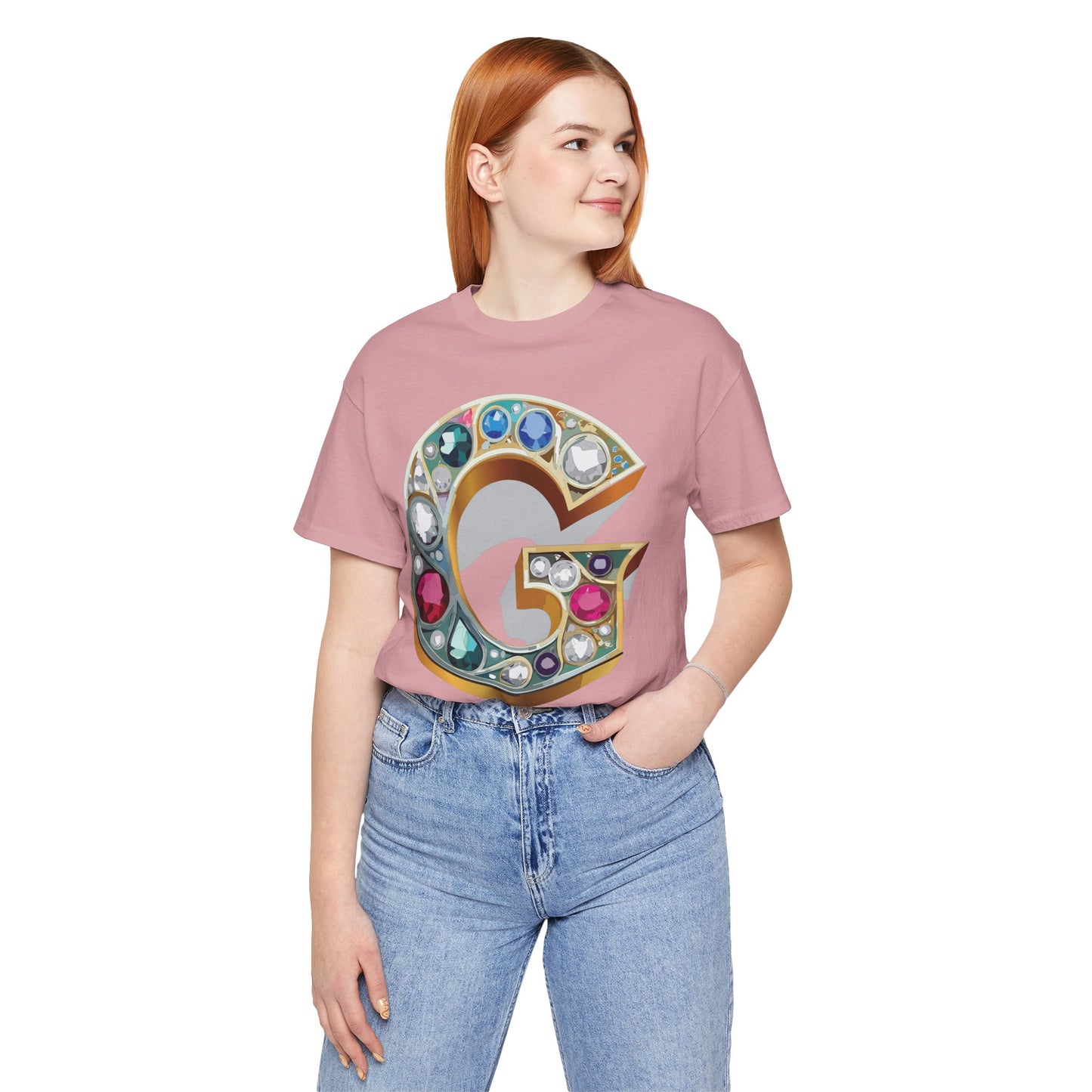 Letter Shirt, Shirt with Letters, Tee Shirt with Gold Letter, Shirt with Antique Letters
