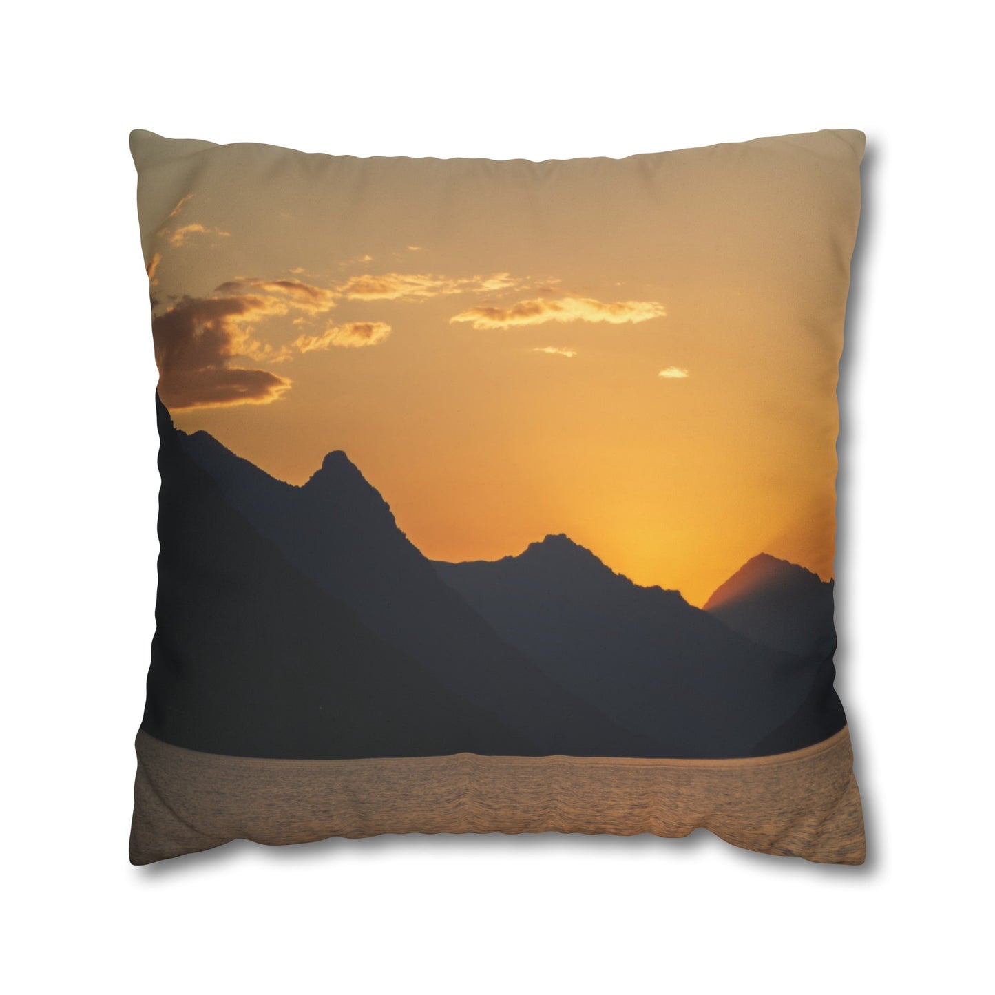 Faux Suede Square Pillowcase with Landscape