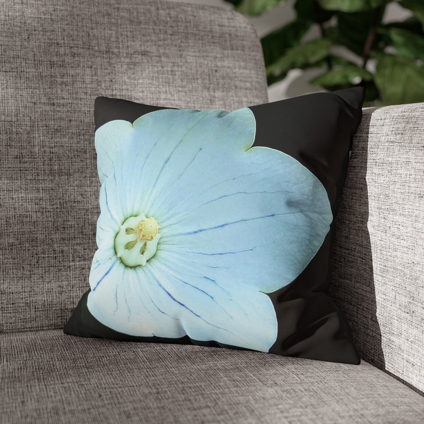 Floral Faux Suede Square Pillowcase