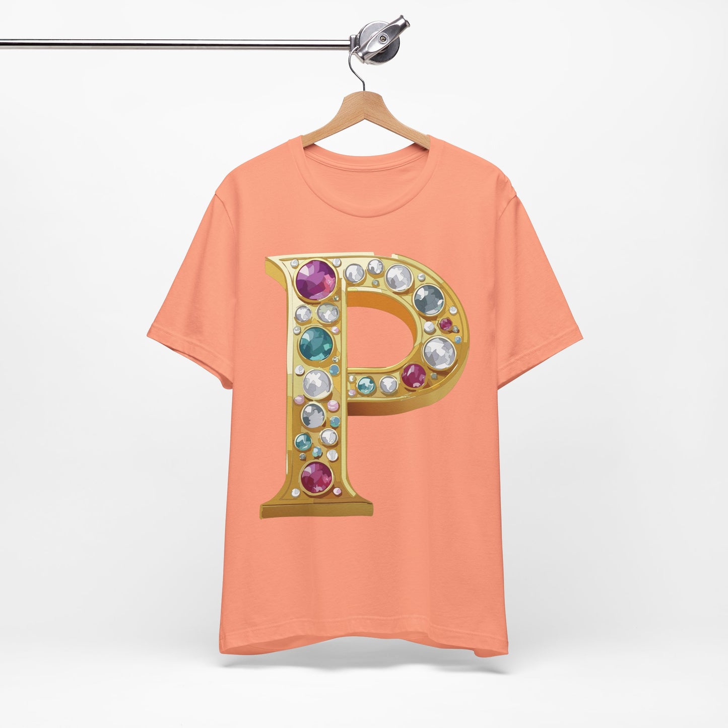 Letter Shirt, Shirt with Letters, Tee Shirt with Gold Letter, Shirt with Antique Letters