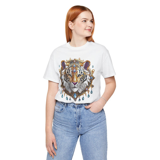 Animal Shirt, Shirt with Animal, Tee Shirt with Gold Animal Medal, Shirt with Antique Animal Medallion