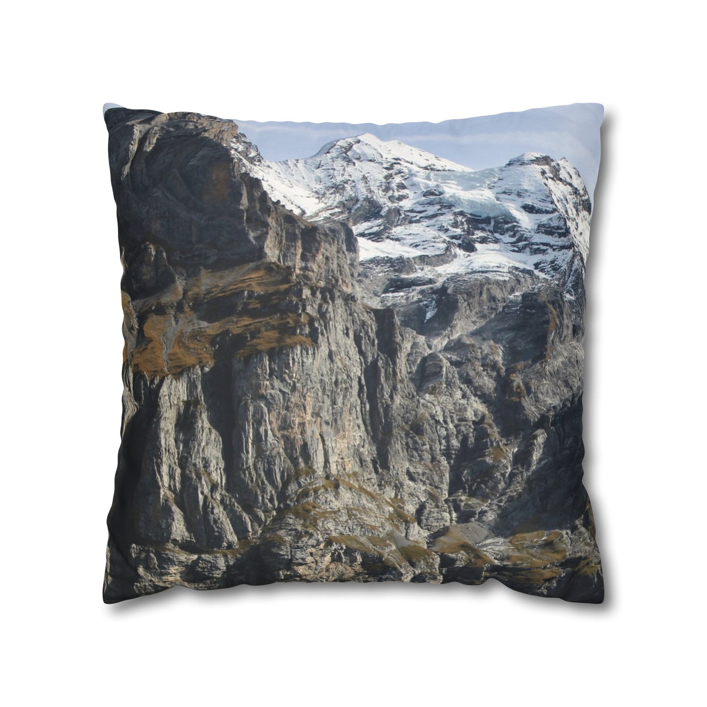 Faux Suede Square Pillowcase with Landscape