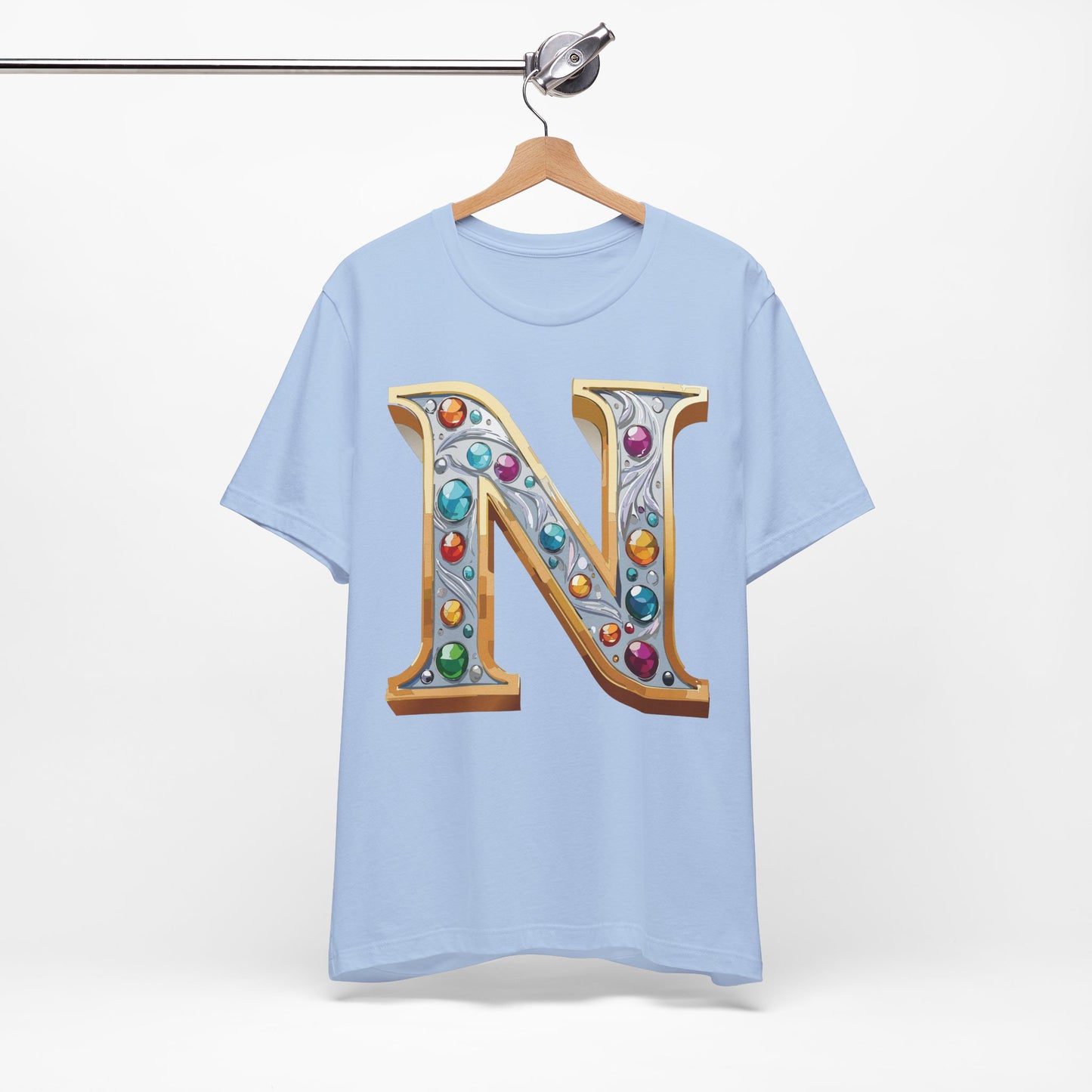 Letter Shirt, Shirt with Letters, Tee Shirt with Gold Letter, Shirt with Antique Letters