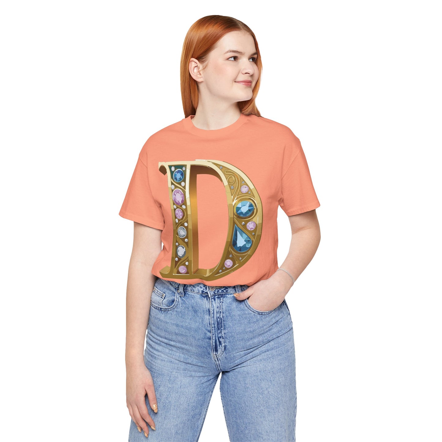 Letter Shirt, Shirt with Letters, Tee Shirt with Gold Letter, Shirt with Antique Letters