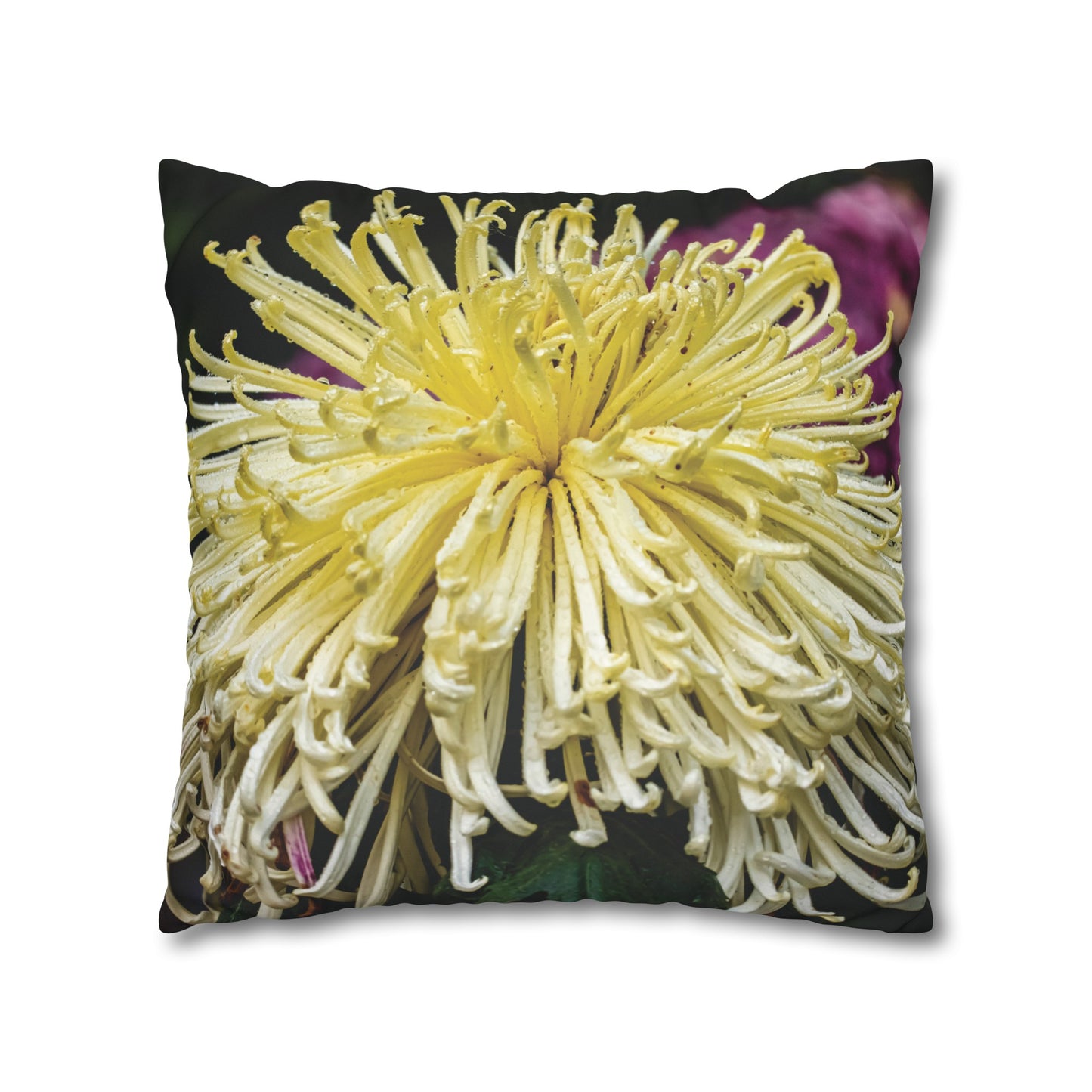 Floral Faux Suede Square Pillowcase