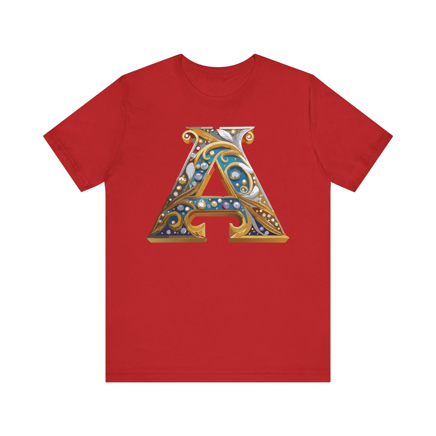 Letter Shirt, Shirt with Letters, Tee Shirt with Gold Letter, Shirt with Antique Letters