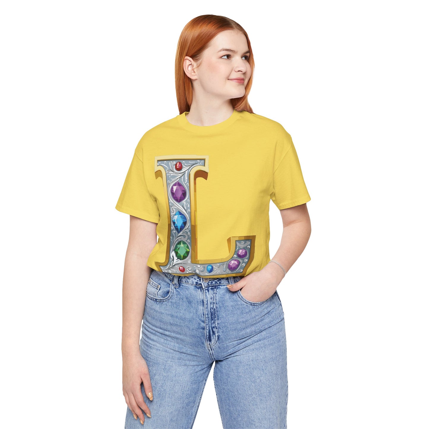 Letter Shirt, Shirt with Letters, Tee Shirt with Gold Letter, Shirt with Antique Letters