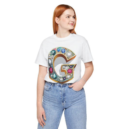 Letter Shirt, Shirt with Letters, Tee Shirt with Gold Letter, Shirt with Antique Letters