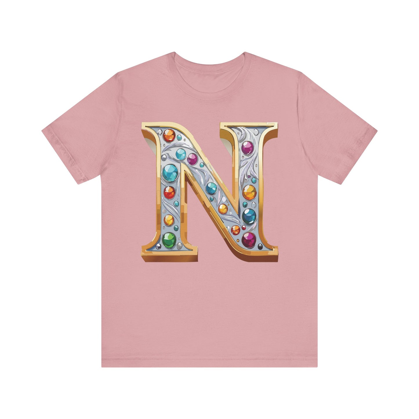 Letter Shirt, Shirt with Letters, Tee Shirt with Gold Letter, Shirt with Antique Letters