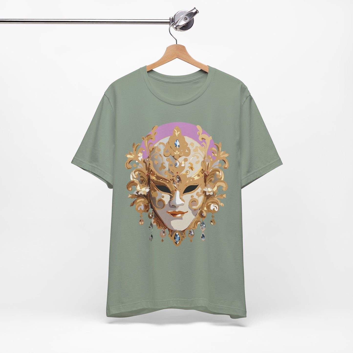 Mask Shirt, Shirt with Mask, Tee Shirt with Gold Face