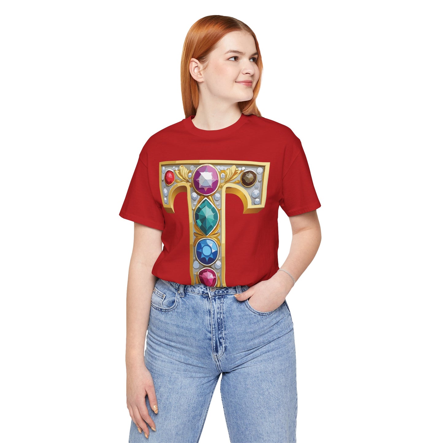 Letter Shirt, Shirt with Letters, Tee Shirt with Gold Letter, Shirt with Antique Letters
