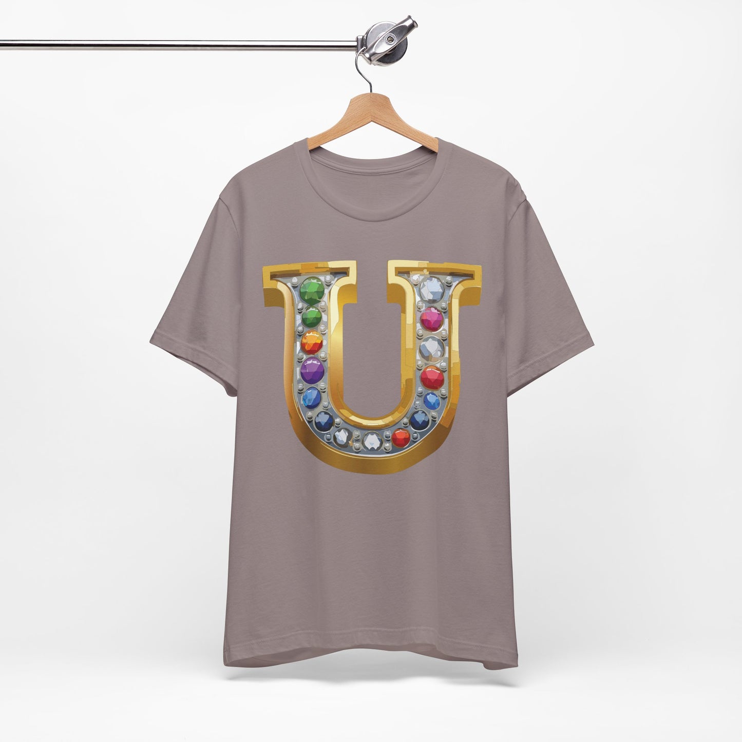 Letter Shirt, Shirt with Letters, Tee Shirt with Gold Letter, Shirt with Antique Letters