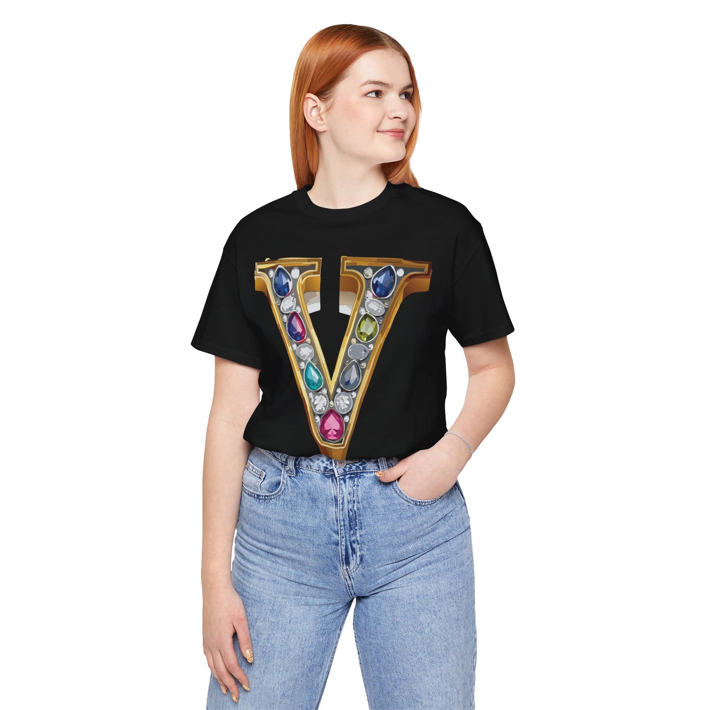 Letter Shirt, Shirt with Letters, Tee Shirt with Gold Letter, Shirt with Antique Letters