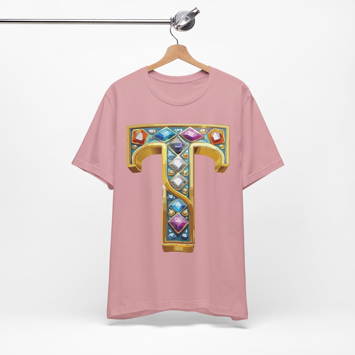 Letter Shirt, Shirt with Letters, Tee Shirt with Gold Letter, Shirt with Antique Letters