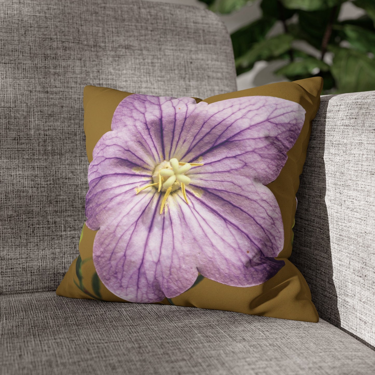 Floral Faux Suede Square Pillowcase