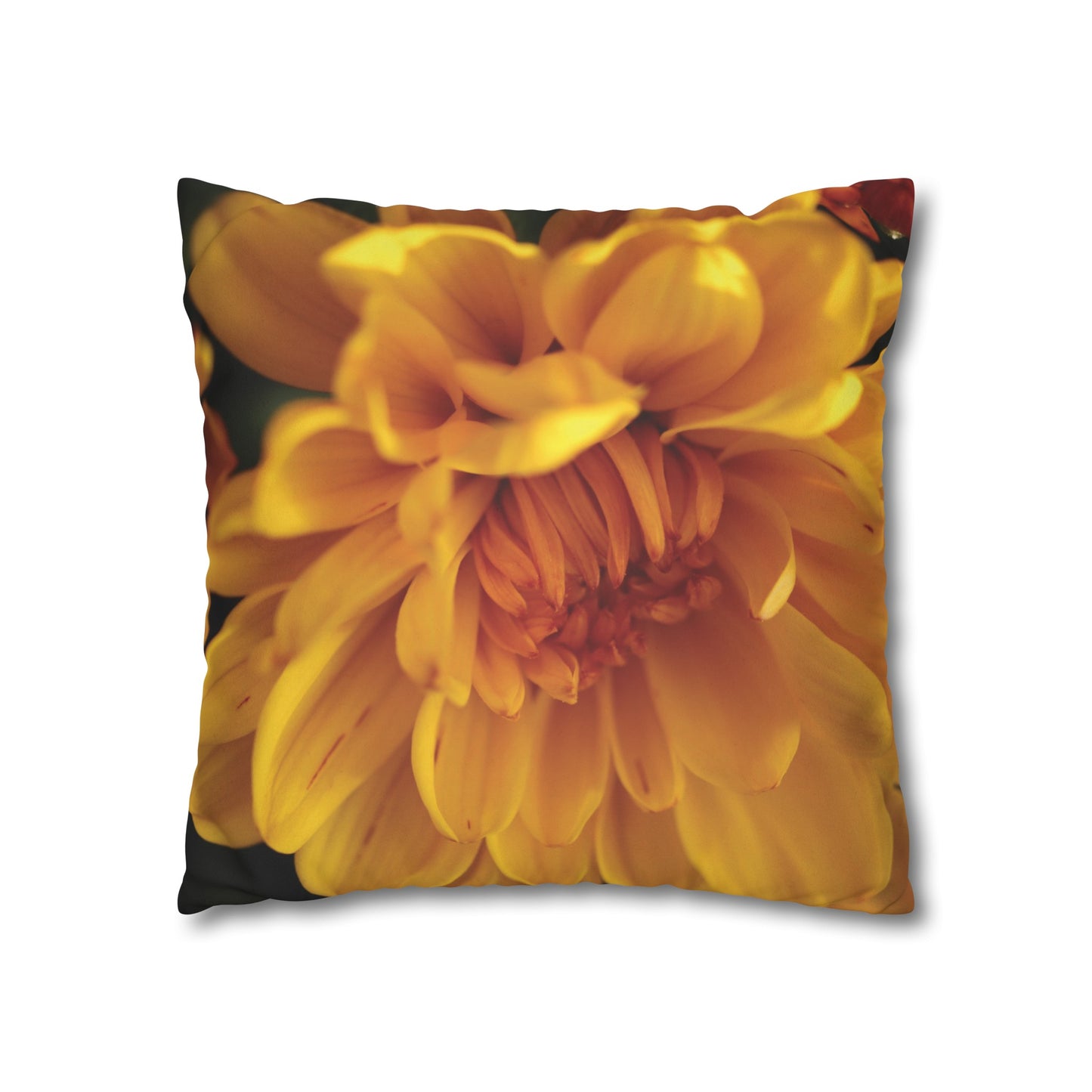 Floral Faux Suede Square Pillowcase