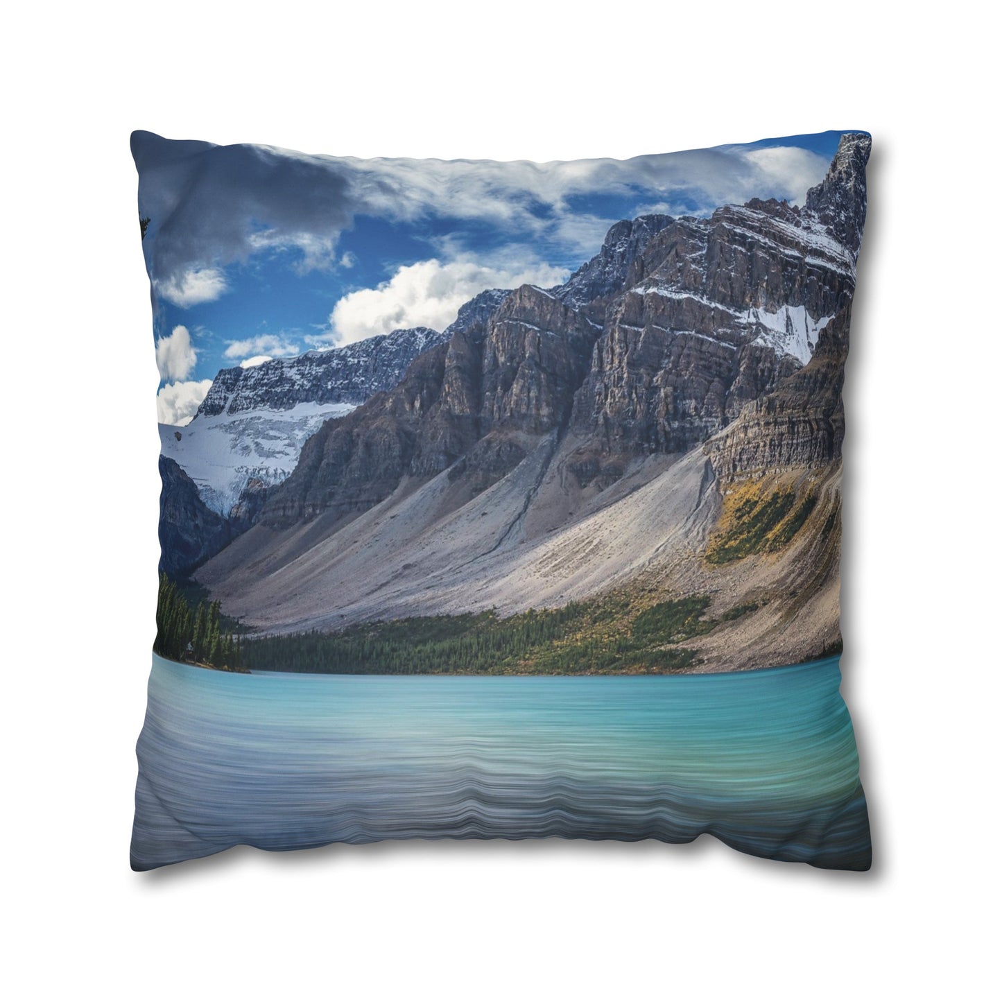 Faux Suede Square Pillowcase with Landscape