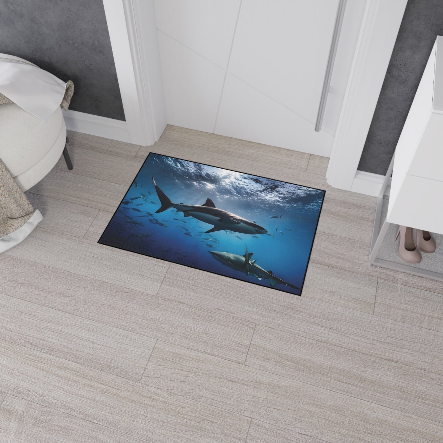 Heavy Duty Floor Mat - Deep Ocean- sharks