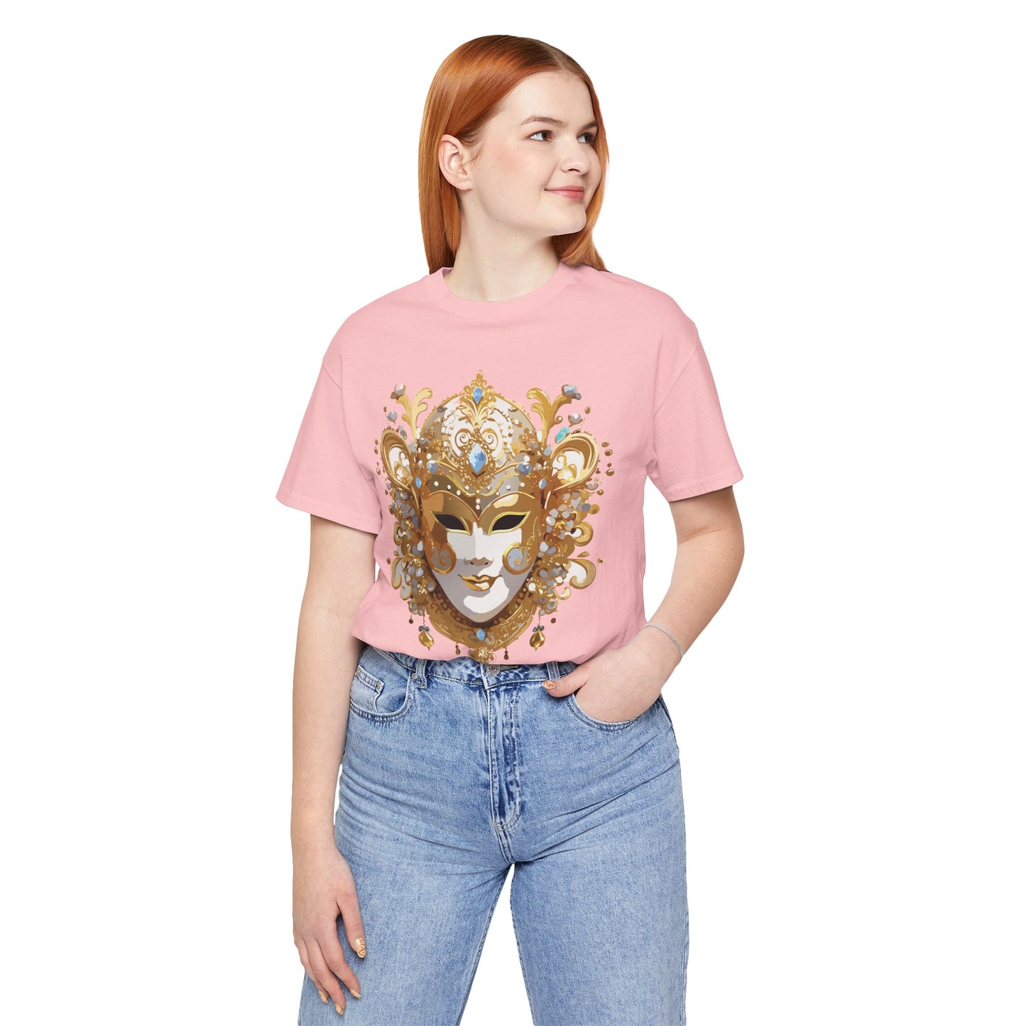 Mask Shirt, Shirt with Mask, Tee Shirt with Gold Face