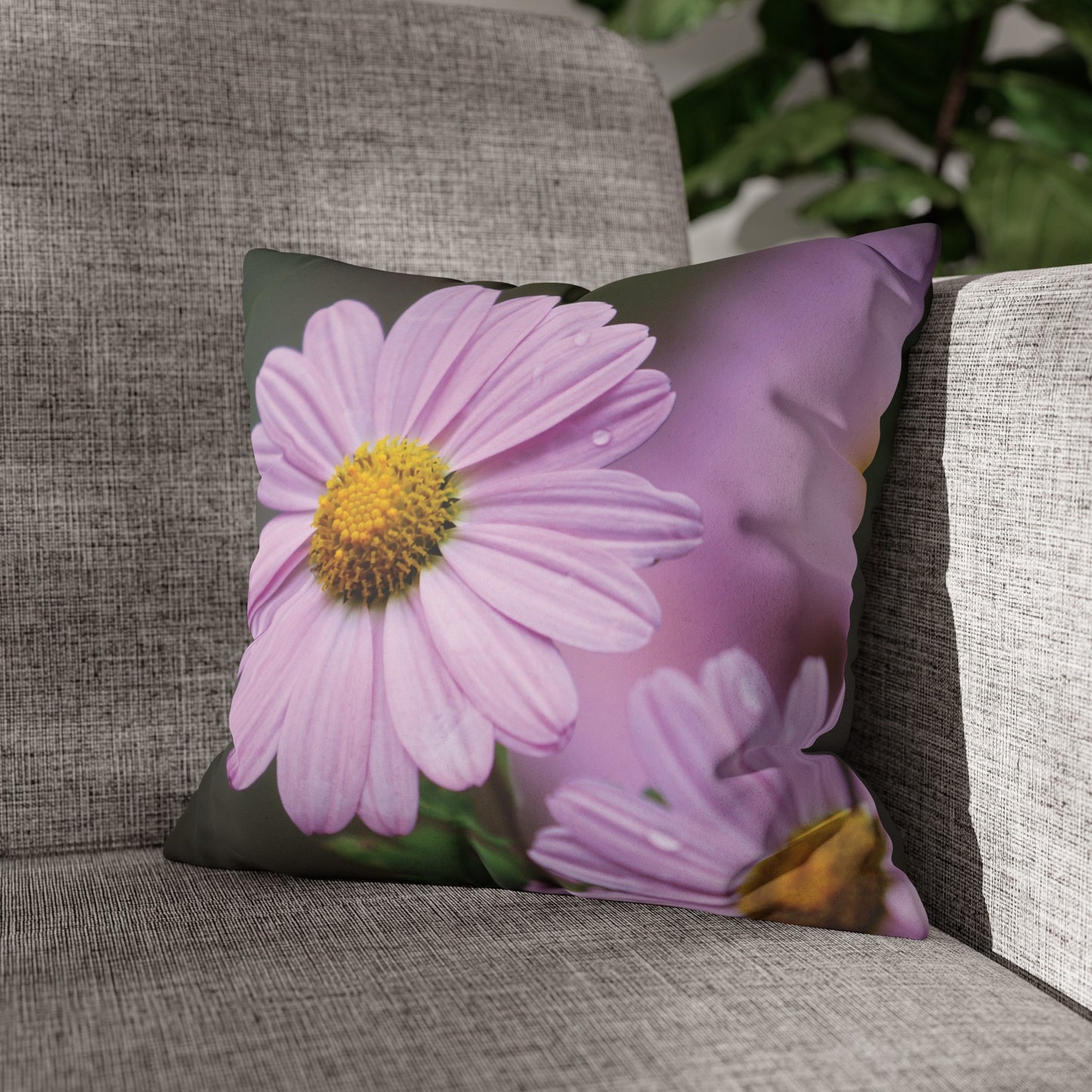 Floral Faux Suede Square Pillowcase