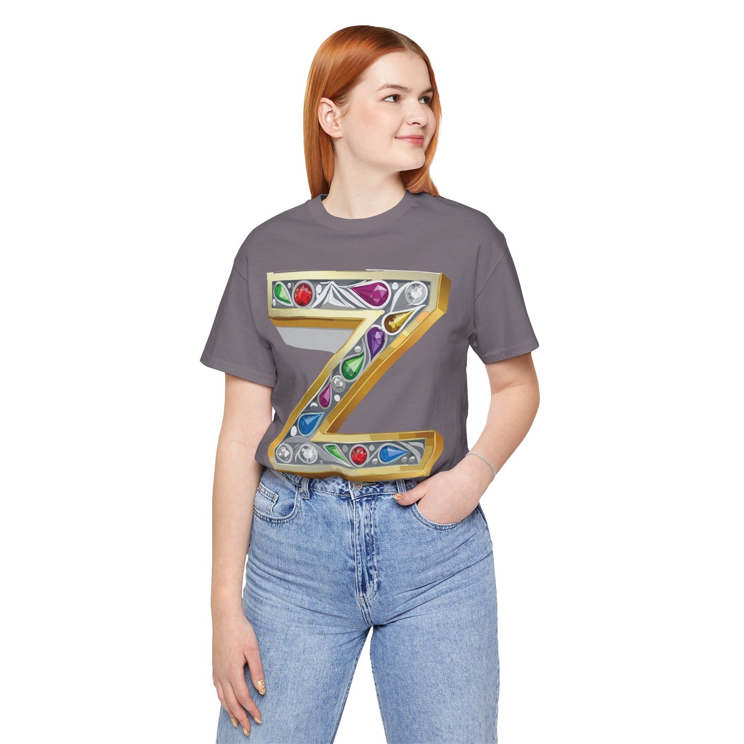 Letter Shirt, Shirt with Letters, Tee Shirt with Gold Letter, Shirt with Antique Letters