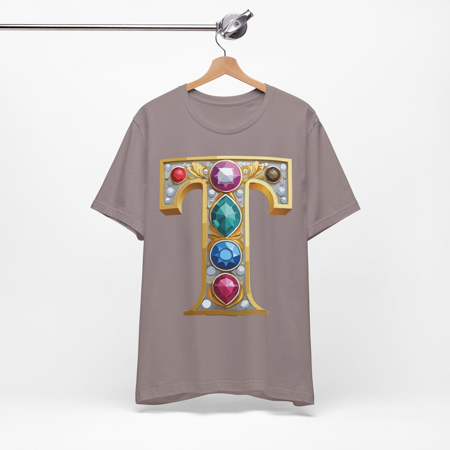 Letter Shirt, Shirt with Letters, Tee Shirt with Gold Letter, Shirt with Antique Letters
