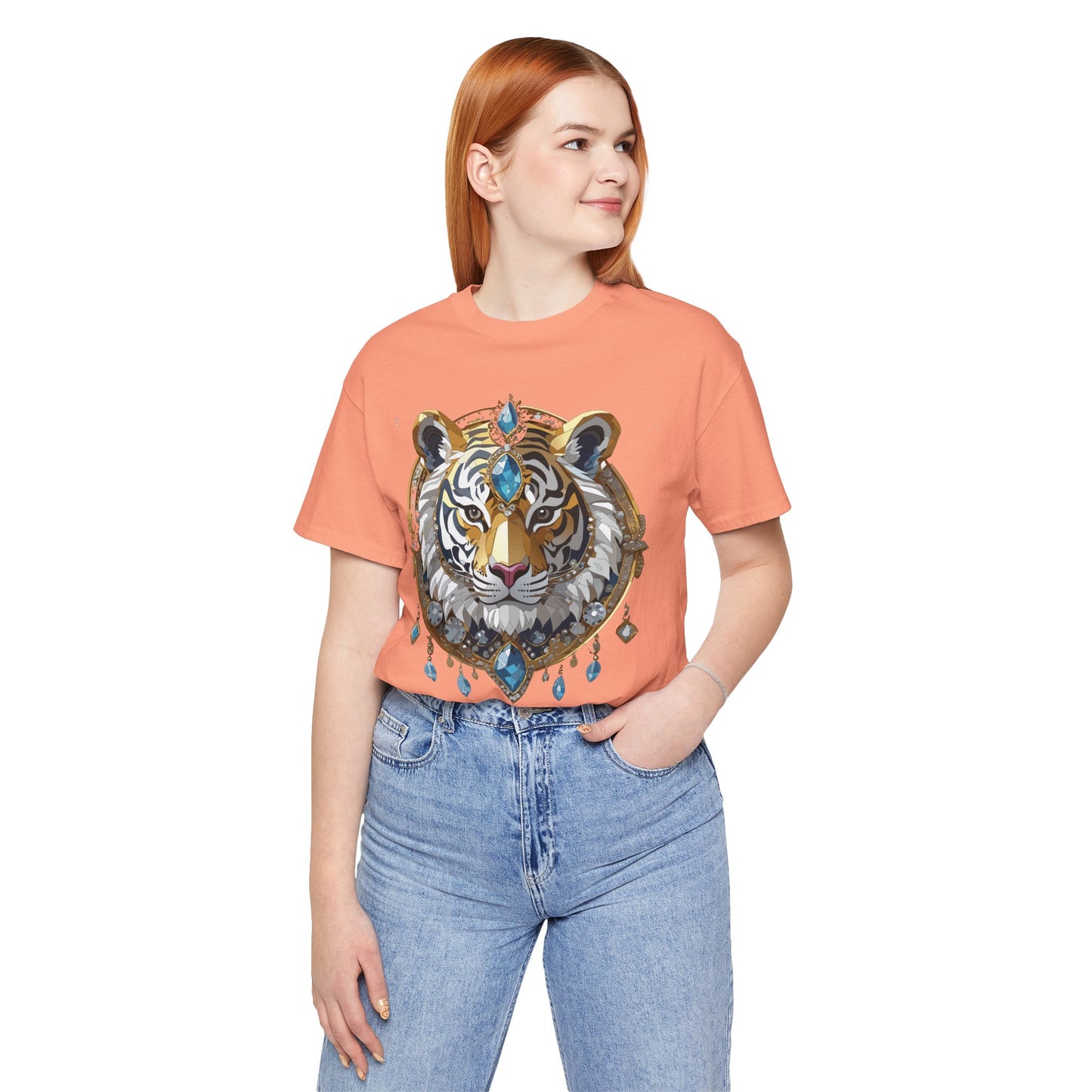 Animal Shirt, Shirt with Animal, Tee Shirt with Gold Animal Medal, Shirt with Antique Animal Medallion