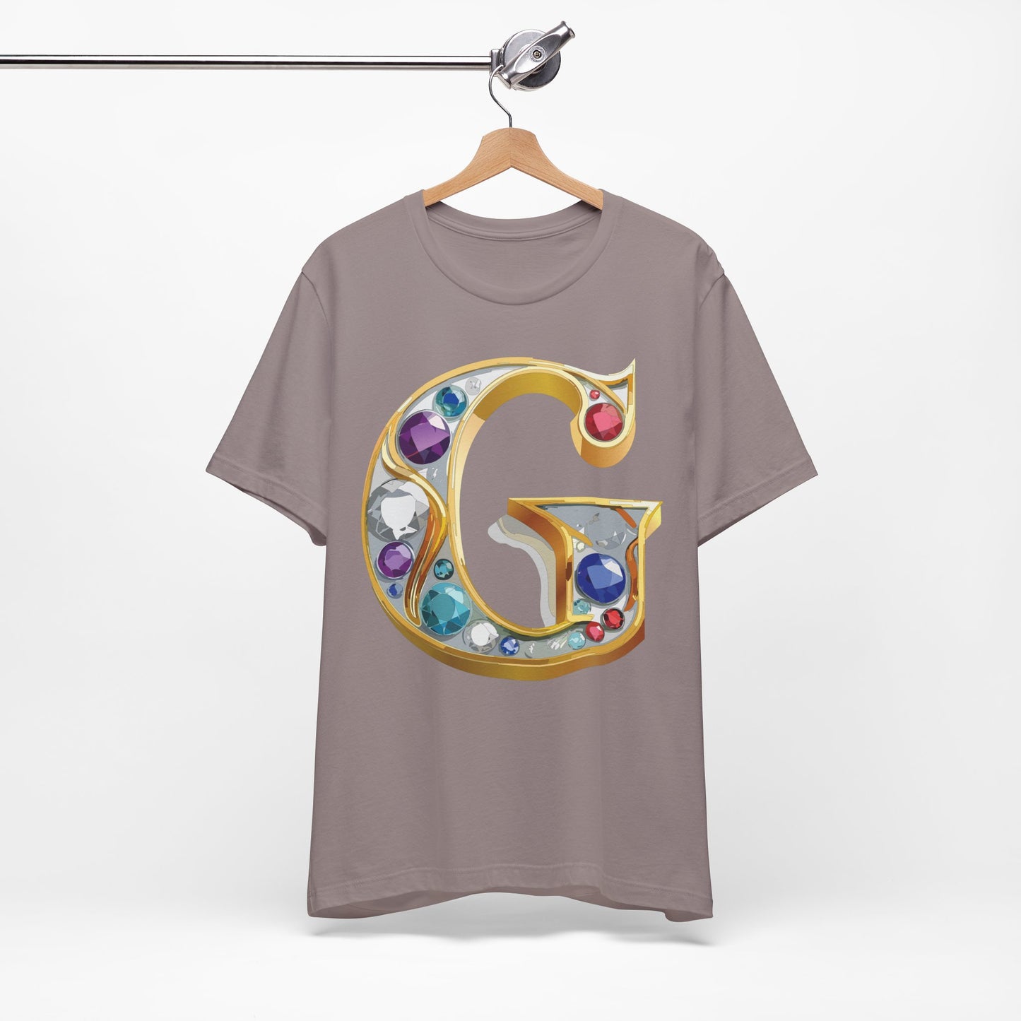 Letter Shirt, Shirt with Letters, Tee Shirt with Gold Letter, Shirt with Antique Letters
