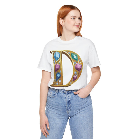 Letter Shirt, Shirt with Letters, Tee Shirt with Gold Letter, Shirt with Antique Letters