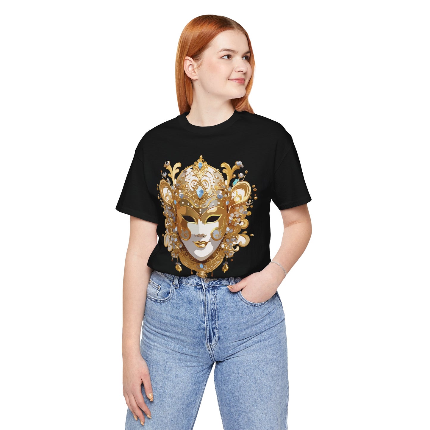 Mask Shirt, Shirt with Mask, Tee Shirt with Gold Face
