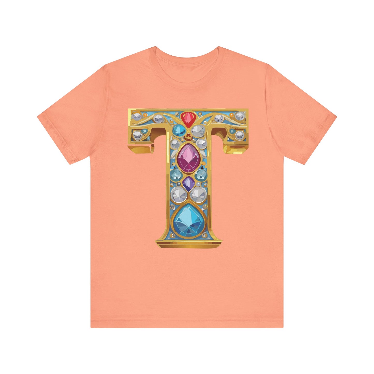 Letter Shirt, Shirt with Letters, Tee Shirt with Gold Letter, Shirt with Antique Letters