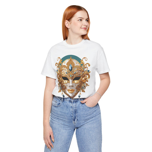 Mask Shirt, Shirt with Mask, Tee Shirt with Gold Face
