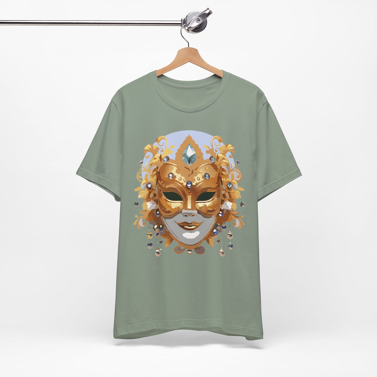 Mask Shirt, Shirt with Mask, Tee Shirt with Gold Face